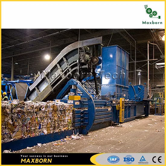 Pressa idraulica orizzontale Maxborn Big Automatic Dual RAM/pressa per bottiglie di plastica per cartone, cartone, plastica e paglia